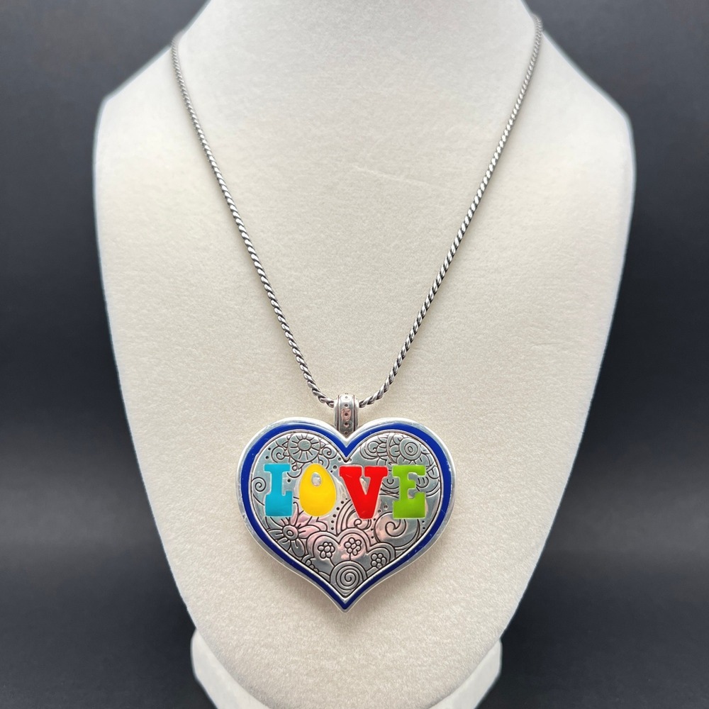 Brighton Summer of Love Heart Necklace Enamel Boho Hippie Rainbow Pendant Groovy